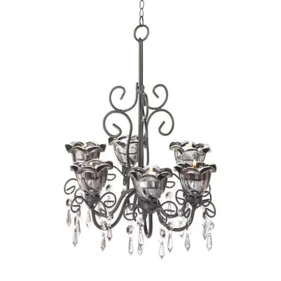 12.75" Midnight Blooms Candle Chandelier {4}