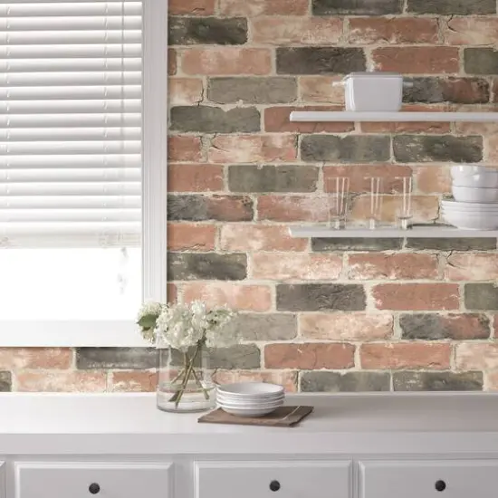 NuWallpaper Newport Reclaimed Brick Peel & Stick Wallpaper {8}