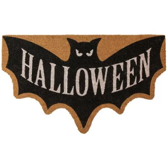 Natural Coir Halloween Bat Shaped Doormat {1}