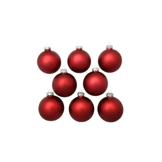 Whitehurst 8ct. 3.25" Matte Glass Ball Ornaments Red Matte {3}