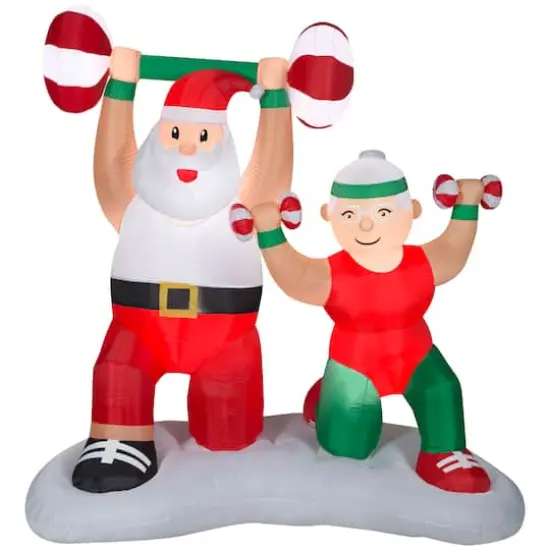 6.5ft. Airblown&reg; Inflatable Santa & Mrs. Claus Workout Scene {1}