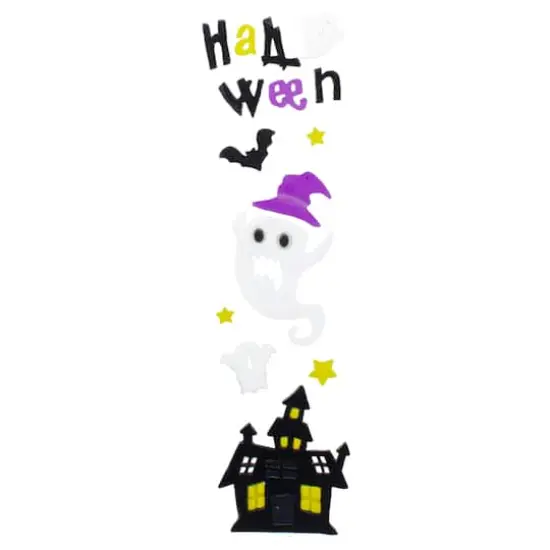 Purple & Black Haunted House Halloween Gel Window Clings {1}