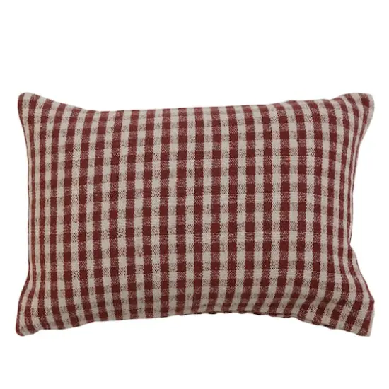 Hello Honey&reg; Gingham Woven Recycled Cotton Blend Lumbar Pillow Cover Red/White {1}