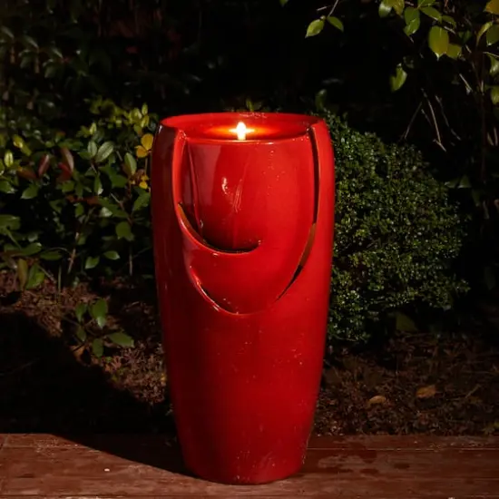 Glitzhome&reg; 29" Ceramic Pot Fountain Red {4}