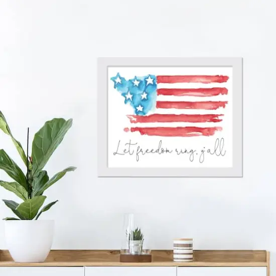 Let Freedom Ring Y'all White Framed Print Under Plexiglass {4}