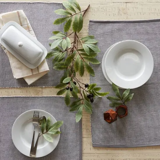 DII&reg; 2-Tone Ribbed Placemats, 6ct. Gray and white {9}