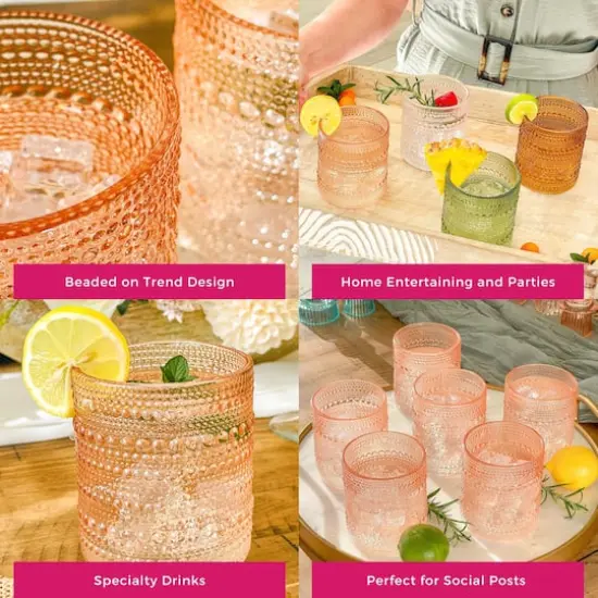 Kate Aspen&reg; 10oz. Textured Beaded Rose Gold Glass, 6ct. {5}