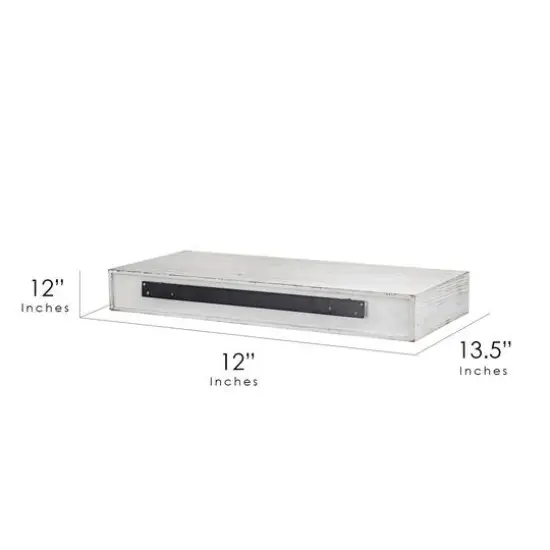 Whitewashed "Gather" Text Engraving Floating Wall Shelf {7}