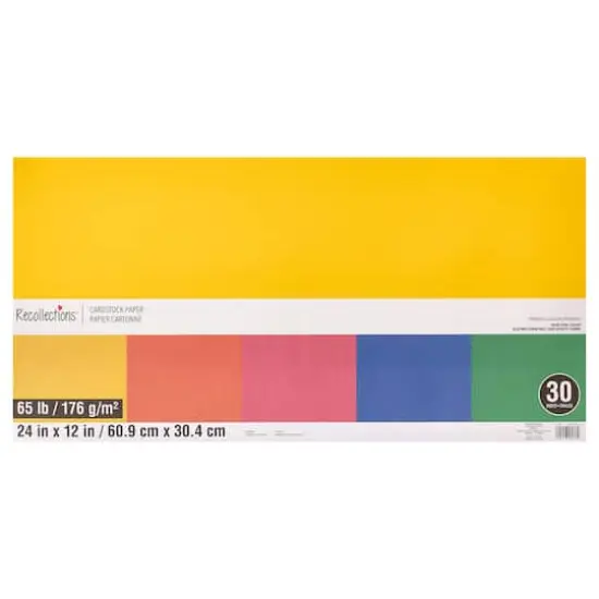 24" x 12" 65lb. Cardstock Paper by Recollections™, 30 Sheets Primary {1}