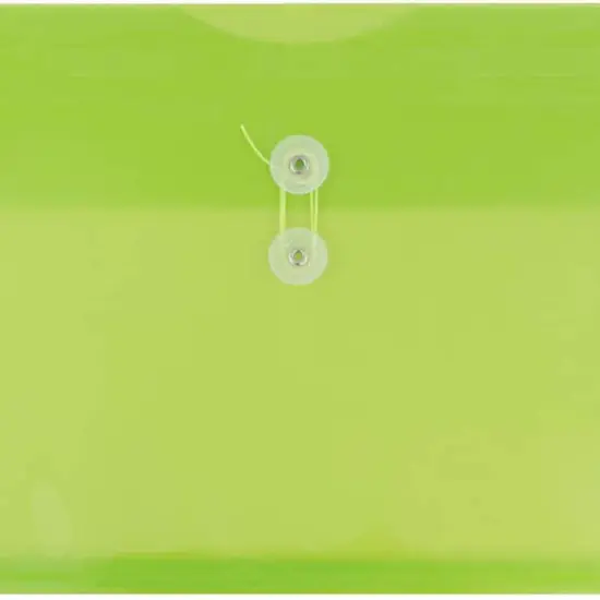 JAM Paper Booklet Plastic Envelopes with Button and String Closure, 108ct. Lime Green {4}