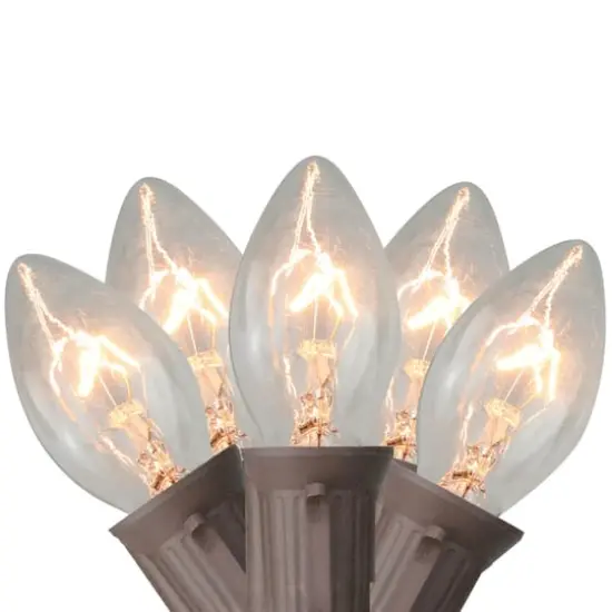 25ct. Clear C7 Christmas String Lights with Brown Wire {1}