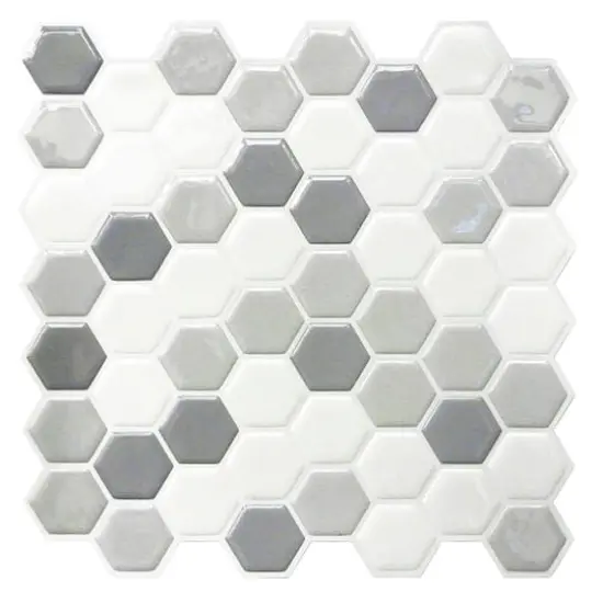 RoomMates Gray Hexagon Backsplash StickTiles&reg; {1}