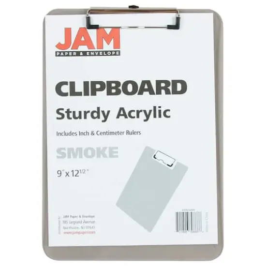 JAM Paper Letter Size Plastic Clipboards, 12ct. Smoke Gray {4}