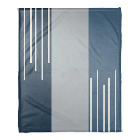 Blue Blocks & Stripes Fleece Throw {1}