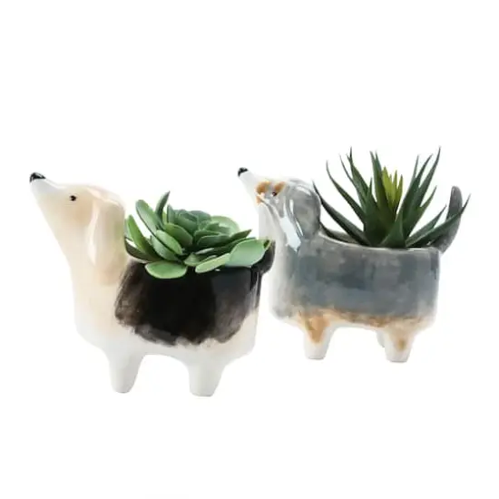 Hello Honey&reg; Dolomite Dog Planter Set {4}