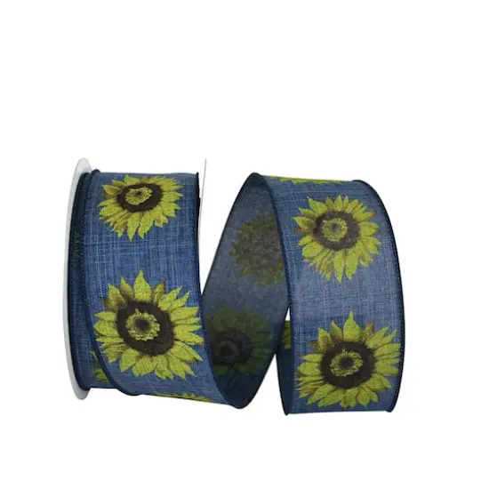 JAM Paper 2.5" x 20yd. Wired Faux Linen Sunflower Ribbon {1}
