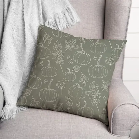 Green Fall Pattern Throw Pillow {4}