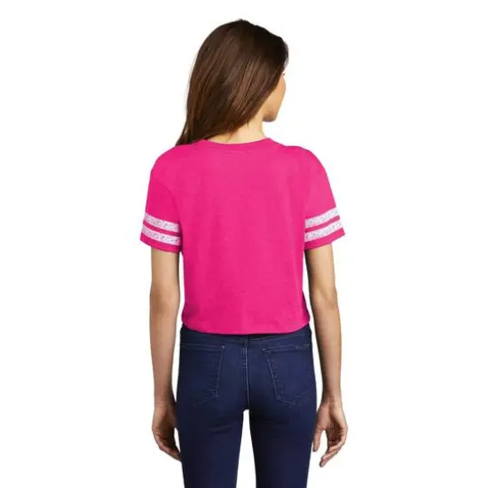 District® Women's Scorecard Crop T-Shirt Heathered Dark Fuchsia/White {6}