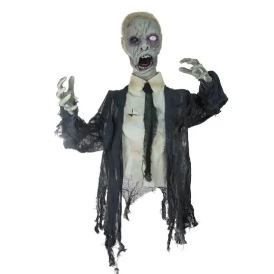 19" Lighted & Animated Groundbreaking Zombie Halloween Decoration {1}