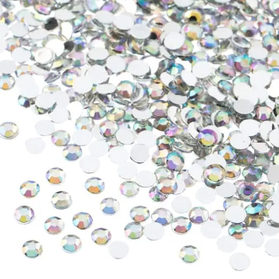 John Bead Acrylic Round Flat Back Rhinestones, 4mm Crystal AB {1}