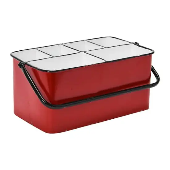 Hello Honey&reg; 6-Compartment Metal Caddy with Handle Red {4}