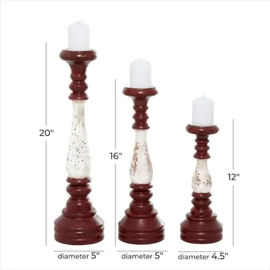 20" Red & White Wood Farmhouse Candlestick Holder Set {8}