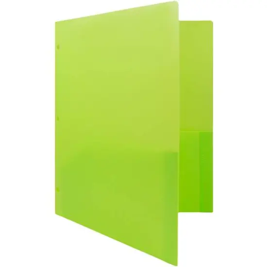 JAM Paper 3-Hole Heavy Duty Plastic Pocket Folder, 6ct. Lime Green {6}