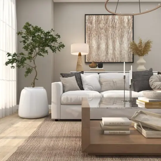 20" White Modern Wide Floor Vase {13}