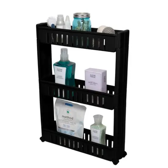 Simplify 3-Tier Slim Slide-Out Storage Cart Black {6}