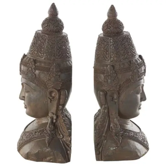 11" Bronze Buddha Weathered Decorative Bookend Set {4}