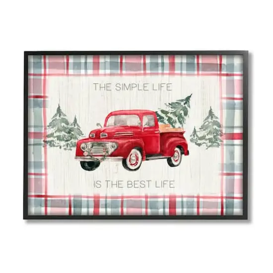 Stupell Industries Simple Life Is Best Plaid Truck Framed Giclee Art Black {1}