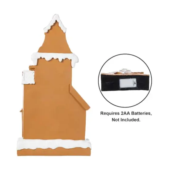 Glitzhome&reg; 17.75" Christmas Lighted Resin Gingerbread House Table Decor {8}