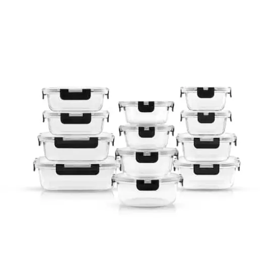 JoyJolt&reg; Glass Storage Containers Set Black {5}