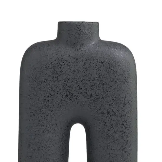 13" Black Ceramic Arched Abstract Vase {6}