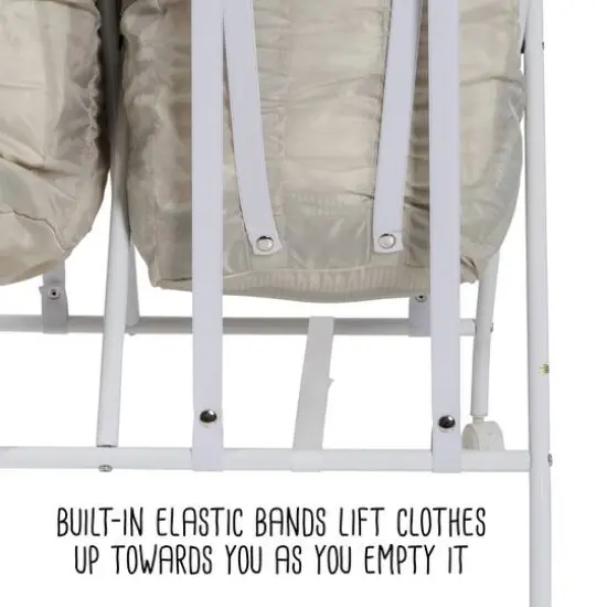 Honey Can Do White/Natural Double Bounce Back Hamper with Wheels and Lid {16}