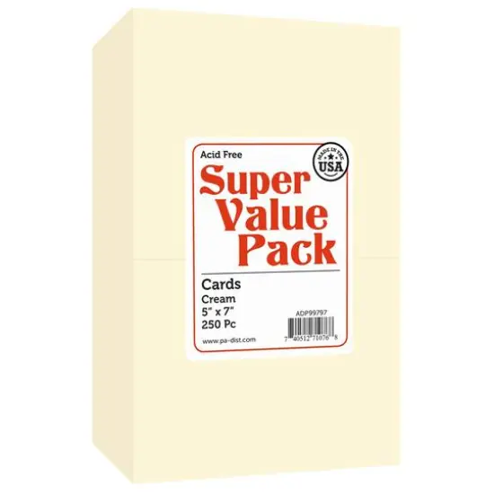 PA Paper&trade; Accents Super Value Pack Cards, 5" x 7" Cream {1}
