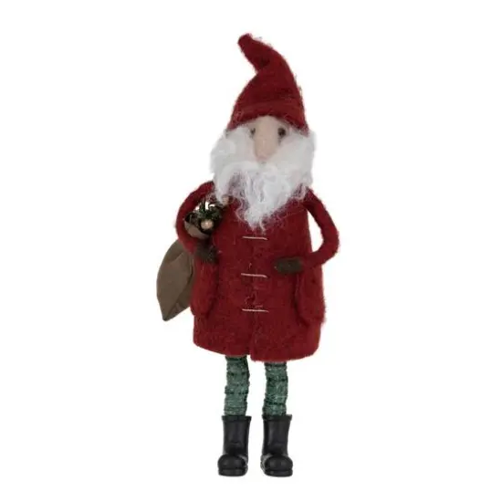 Hello Honey&reg; 8.25" Wool Felt Santa in Winter Coat with Toy Sack {1}