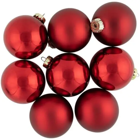 96ct. Shiny & Matte Red Glass Ball Ornaments {3}
