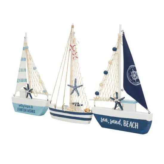 Blue Sail Boat with Netting & Starfish Sculpture Set {13}