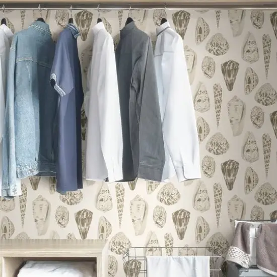 Scalamandre Cream Coquina Peel & Stick Wallpaper {6}