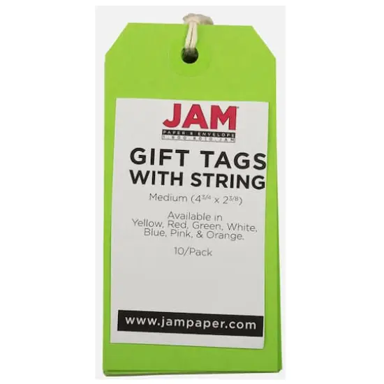 JAM Paper Medium Gift Tags with String Green {4}