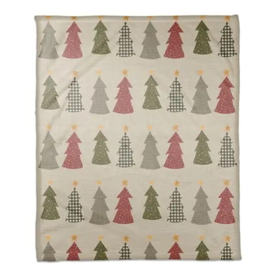 Cream Tree Pattern Coral Fleece Blanket {1}