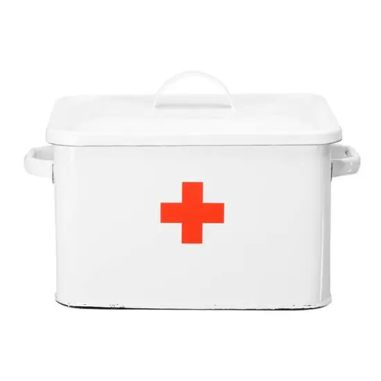 Hello Honey&reg; Metal First Aid Box with Lid White/Red {3}