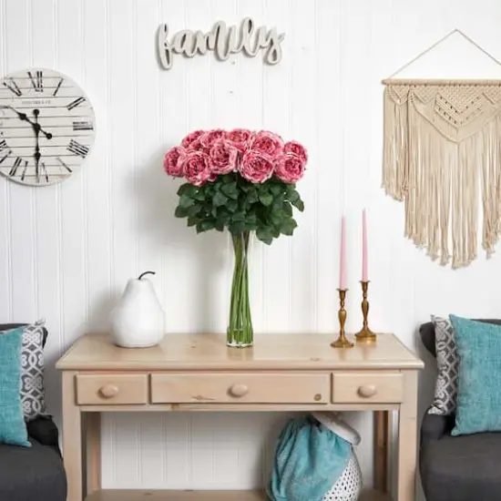 2.5ft. Pink Fancy Rose In Glass Cylinder Vase {3}