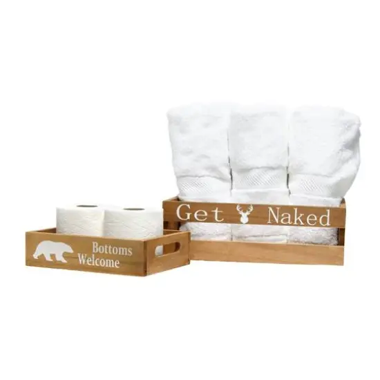 Elegant Designs Small Natural Rustic Towel Holder, Frame & Toilet Paper Holder Set {12}