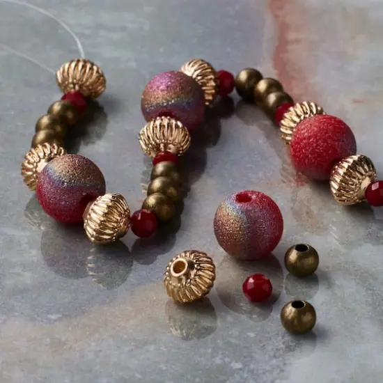Red & Gold Glass & Metal Bead Mix by Bead Landing&trade; {3}