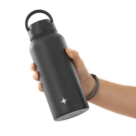 JoyJolt® 32oz. Vacuum Insulated Water Bottle With Flip Lid & Sport Straw Lid Black {8}