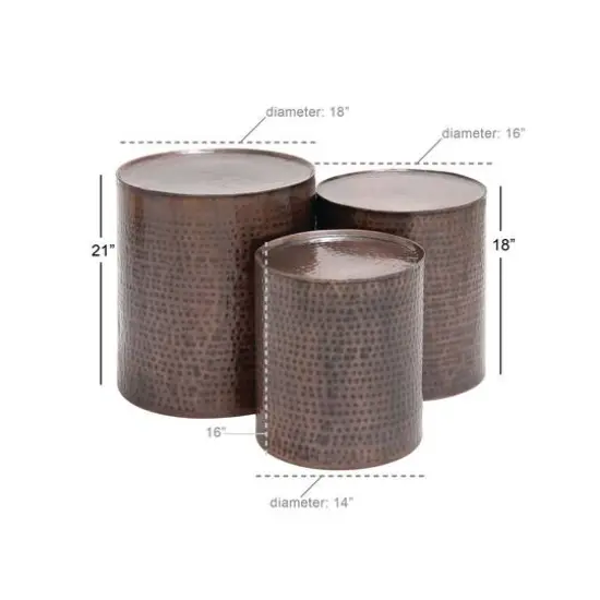 Brown Metal Industrial Accent Table Set {6}