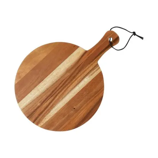 Hello Honey&reg; 16" Natural Modern Round Wood Cutting or Charcuterie Board with Handle {1}