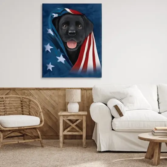 Stupell Industries Labrador & American Flag Canvas Wall Art {3}